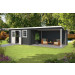  Outdoor Life Products | Tuinhuis met Overkapping Aida 760 x 275 | Gecoat | Platinum Grey-Wit 210408-01